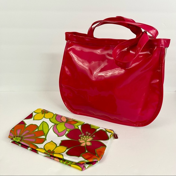 Clinique Small Pink Clear Tote Bag & Small Floral Zipper Pouch Bundle - Picture 16 of 16